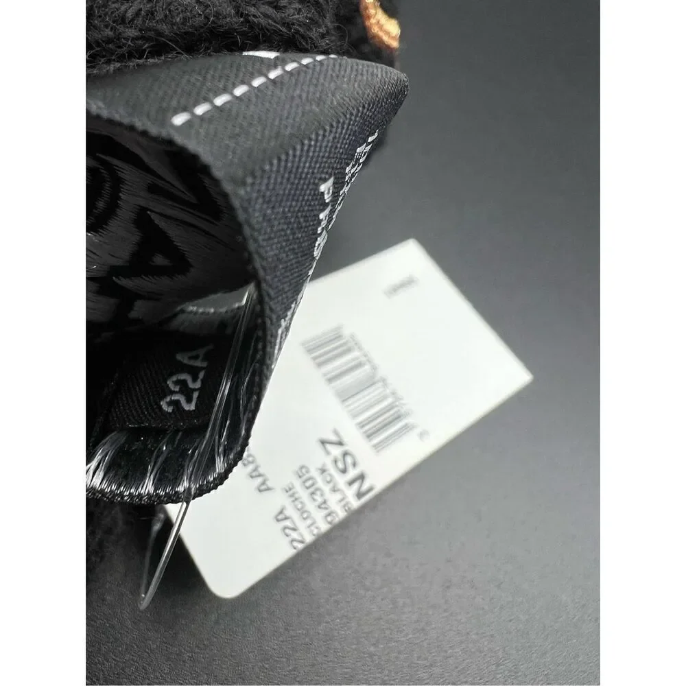 Chanel 22A Cashmere Black Gold Sequin CC Logo Beanie Winter Hat Cap Cloche